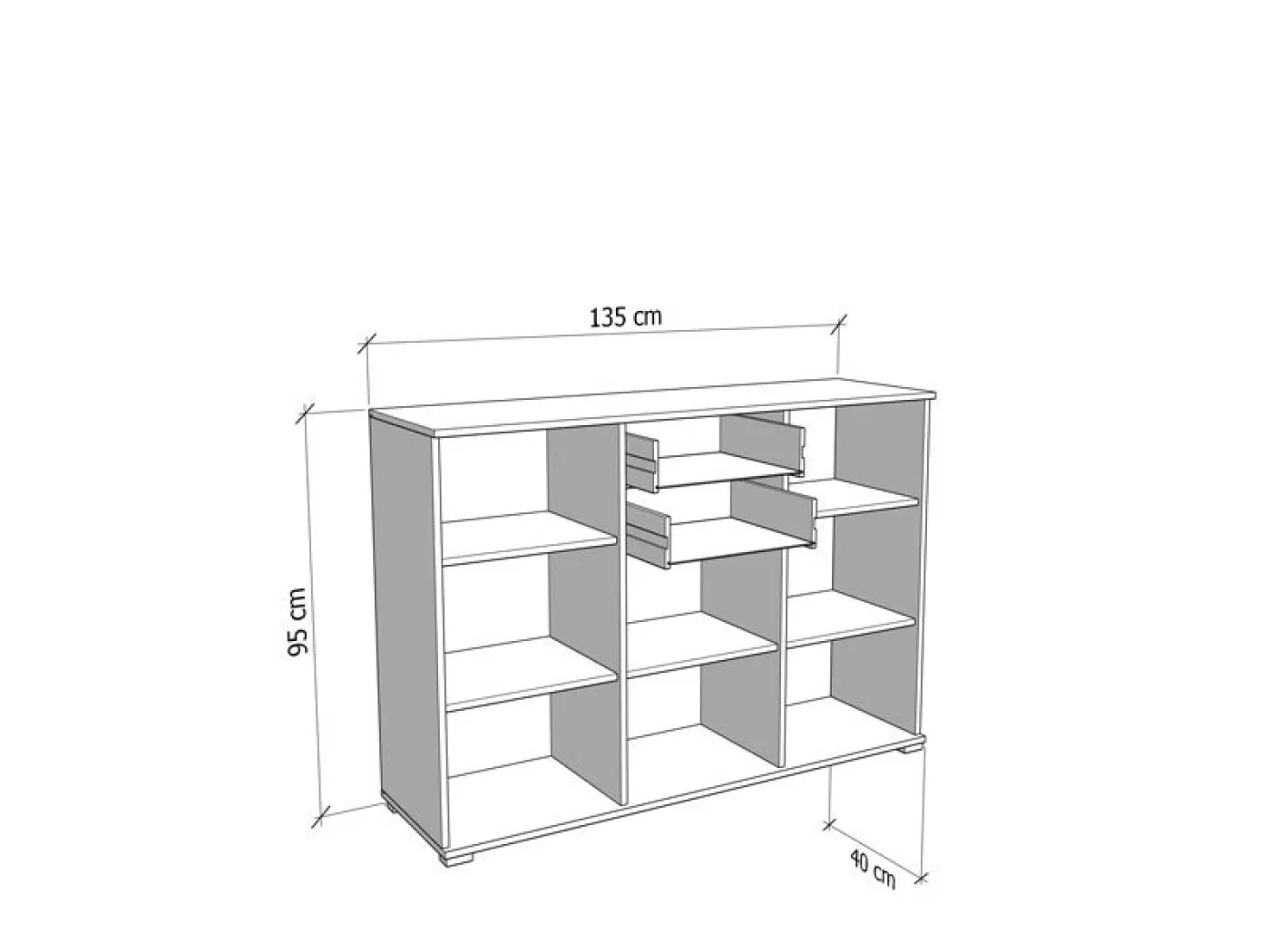 Komoda DUERO 3K2F sivi hrast