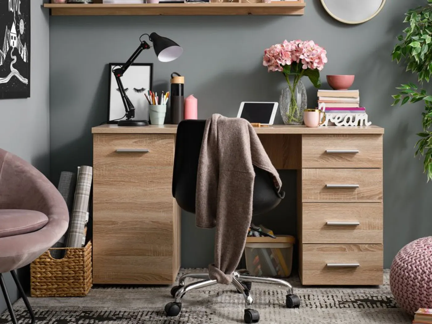 Pisalna miza LIBER hrast sonoma