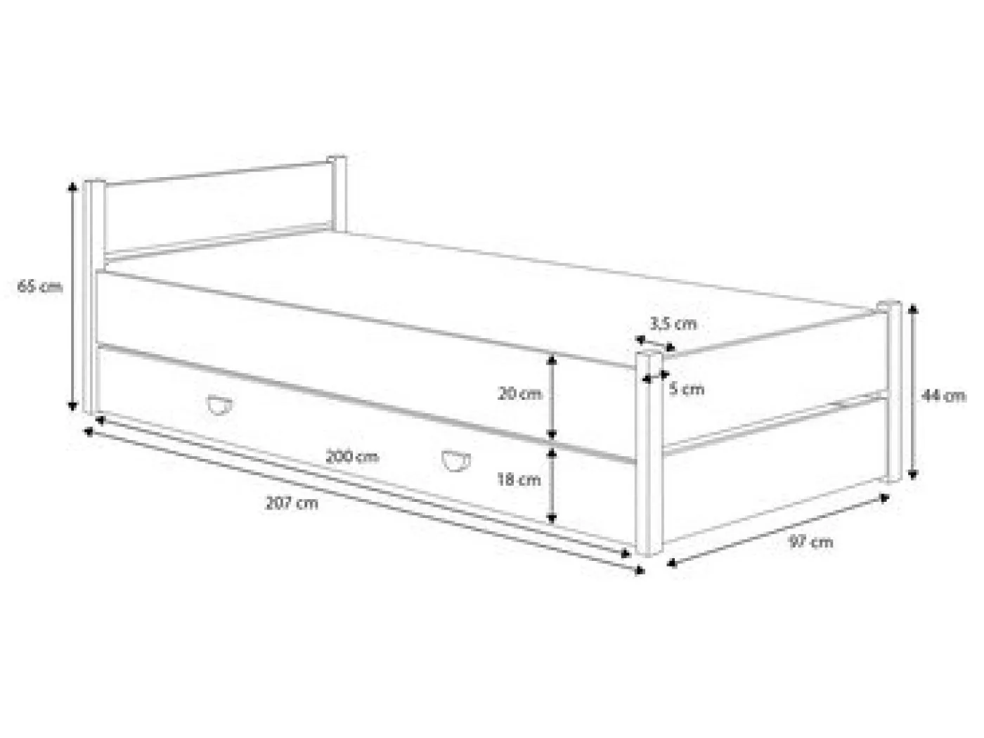 Postelja Marcello 90x200 cm bela