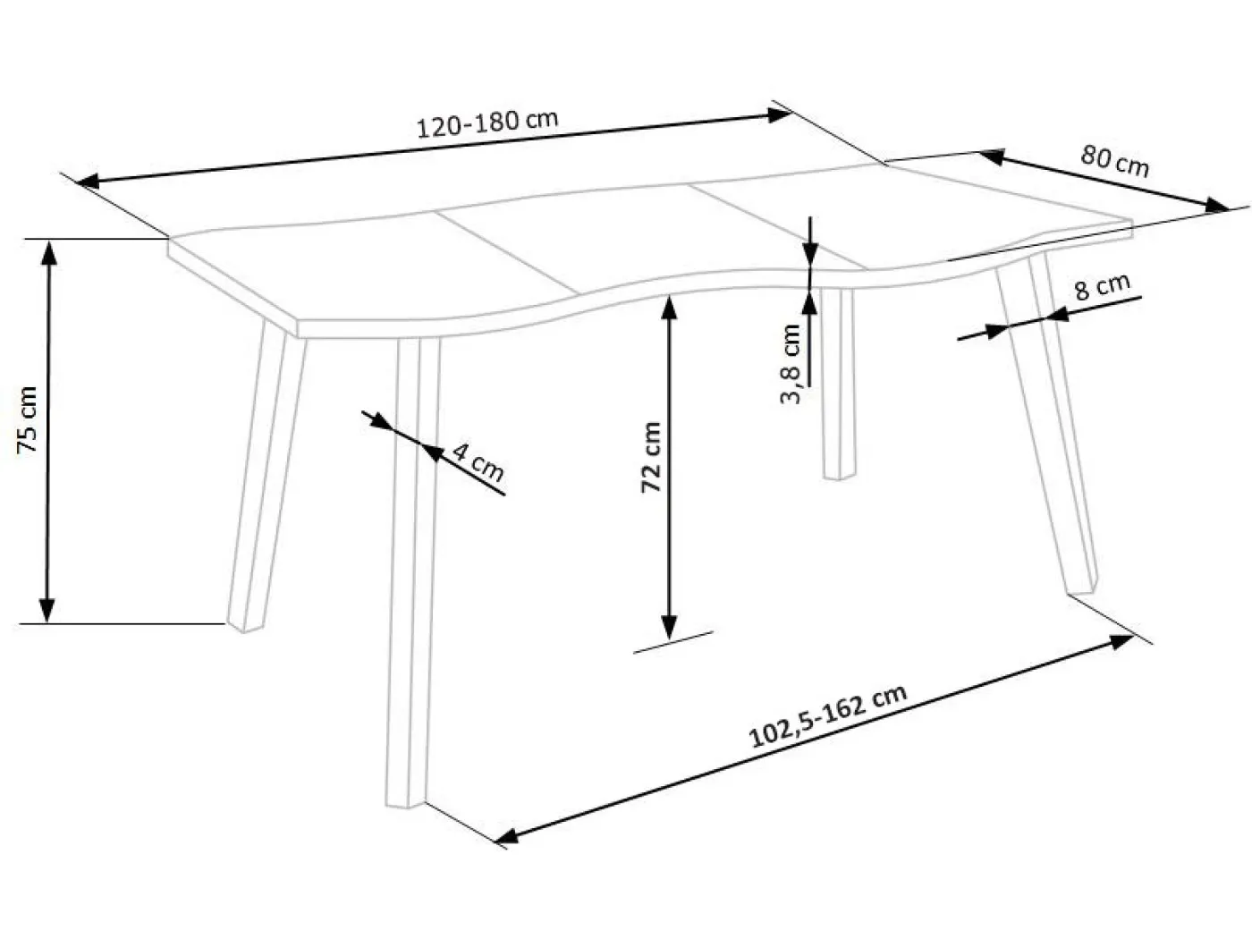 Miza DICKSON 120(180)x80 cm