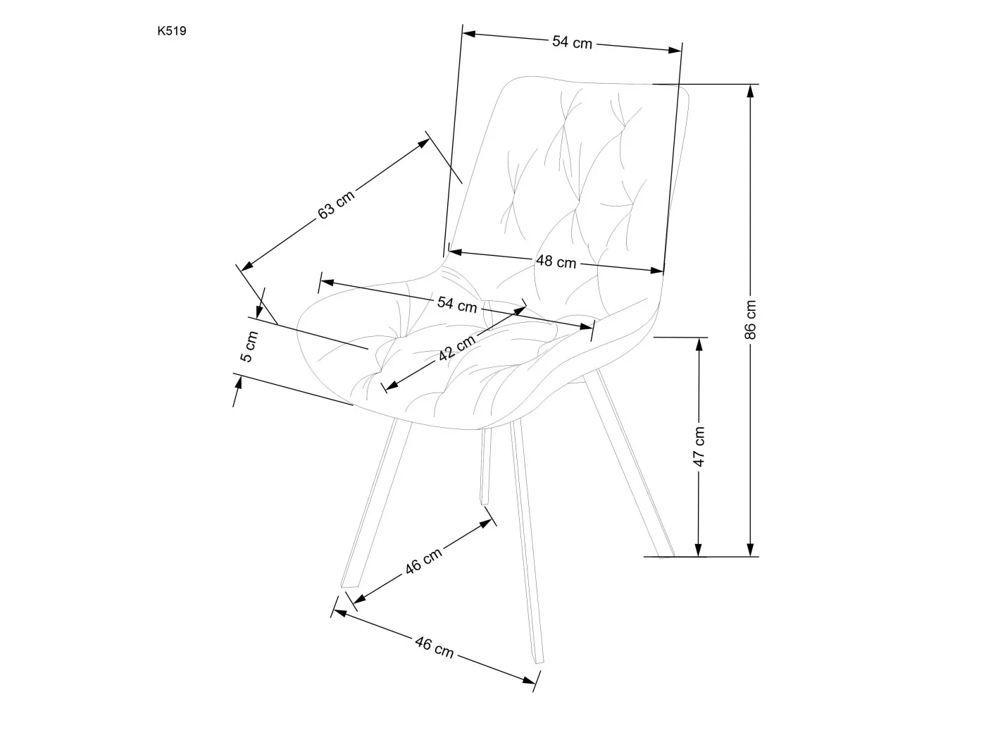 Jedilniški stol K519 siv