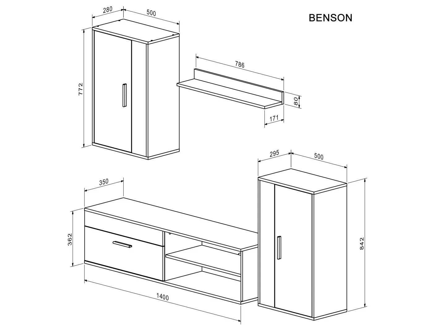 Dnevni regal BENSON hrast+kašmir