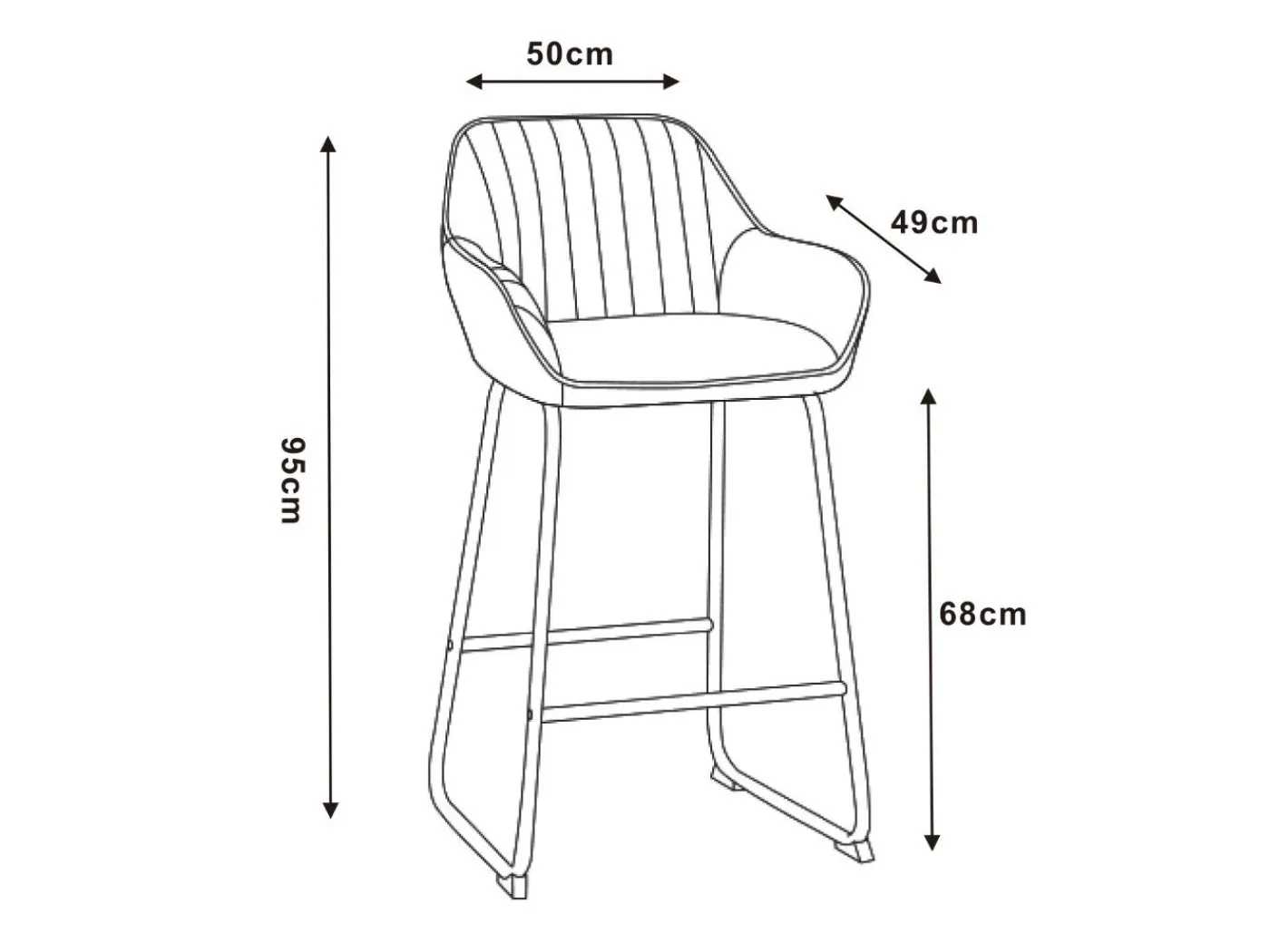 Barski stol PENOA dimenzije