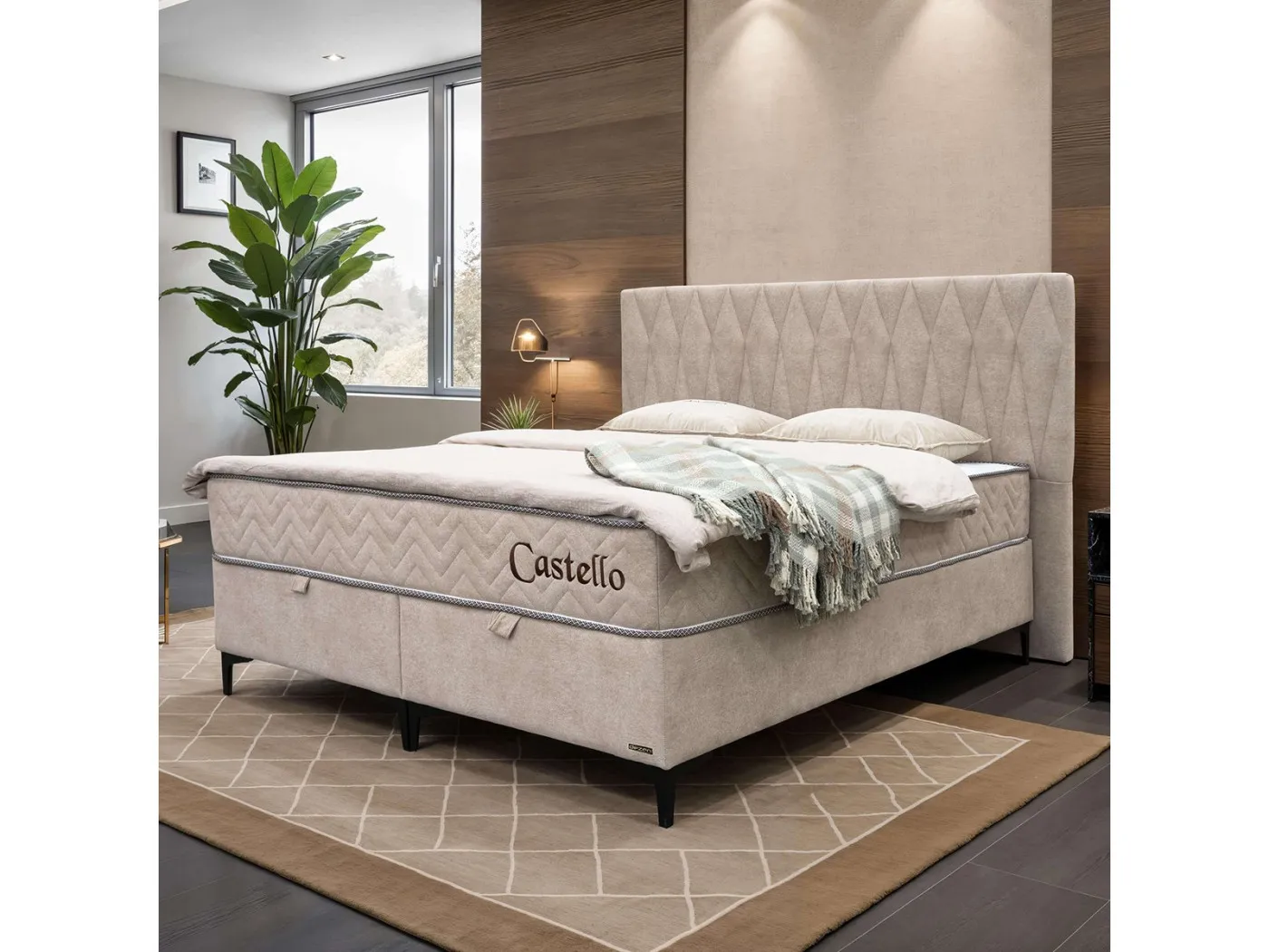 Boxspring postelja Castello 160x200 cm bež