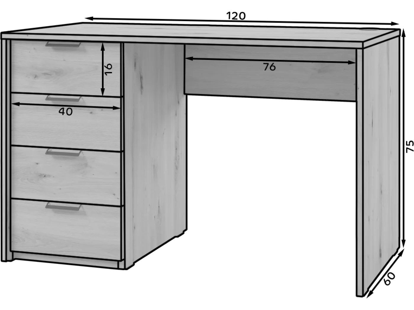 Pisalna miza BAROLD 120 bela