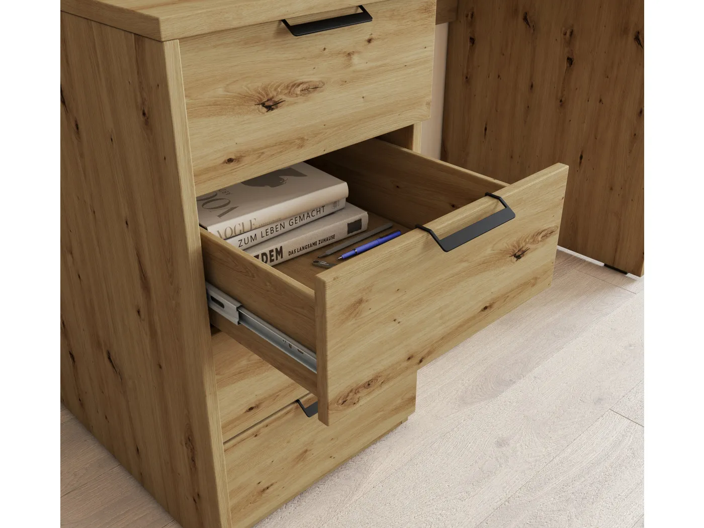 Pisalna miza BAROLD 140 hrast artisan