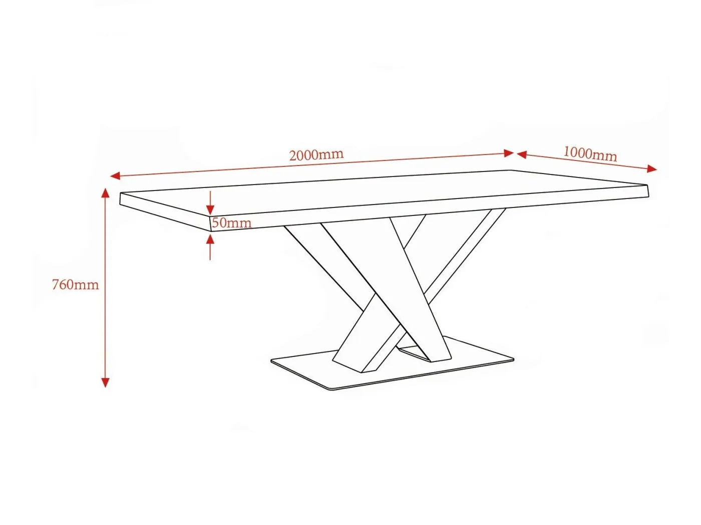 Miza TARVO 200x100 cm