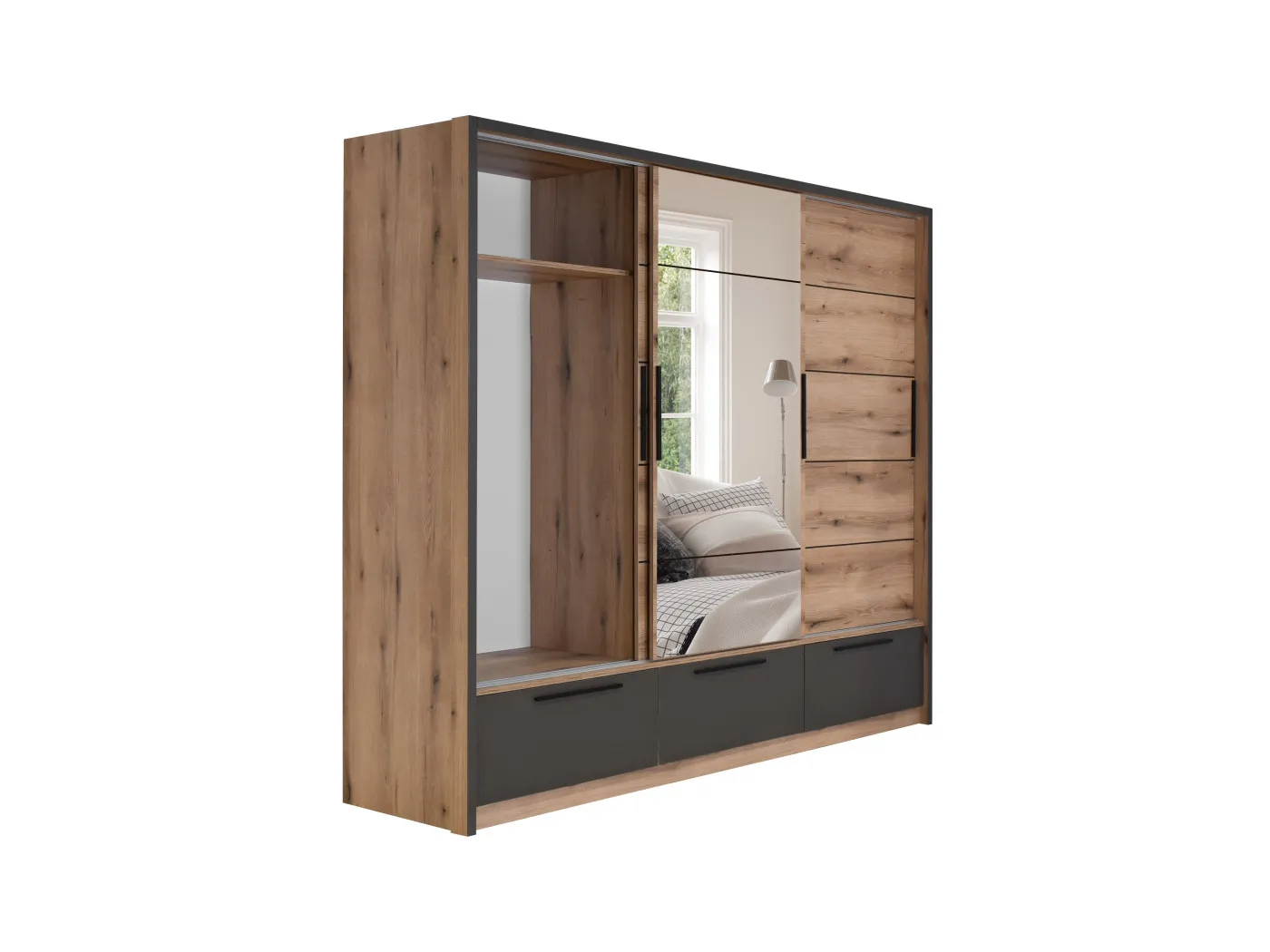 Drsna omara Kaliopa 270 hrast artisan - sivo