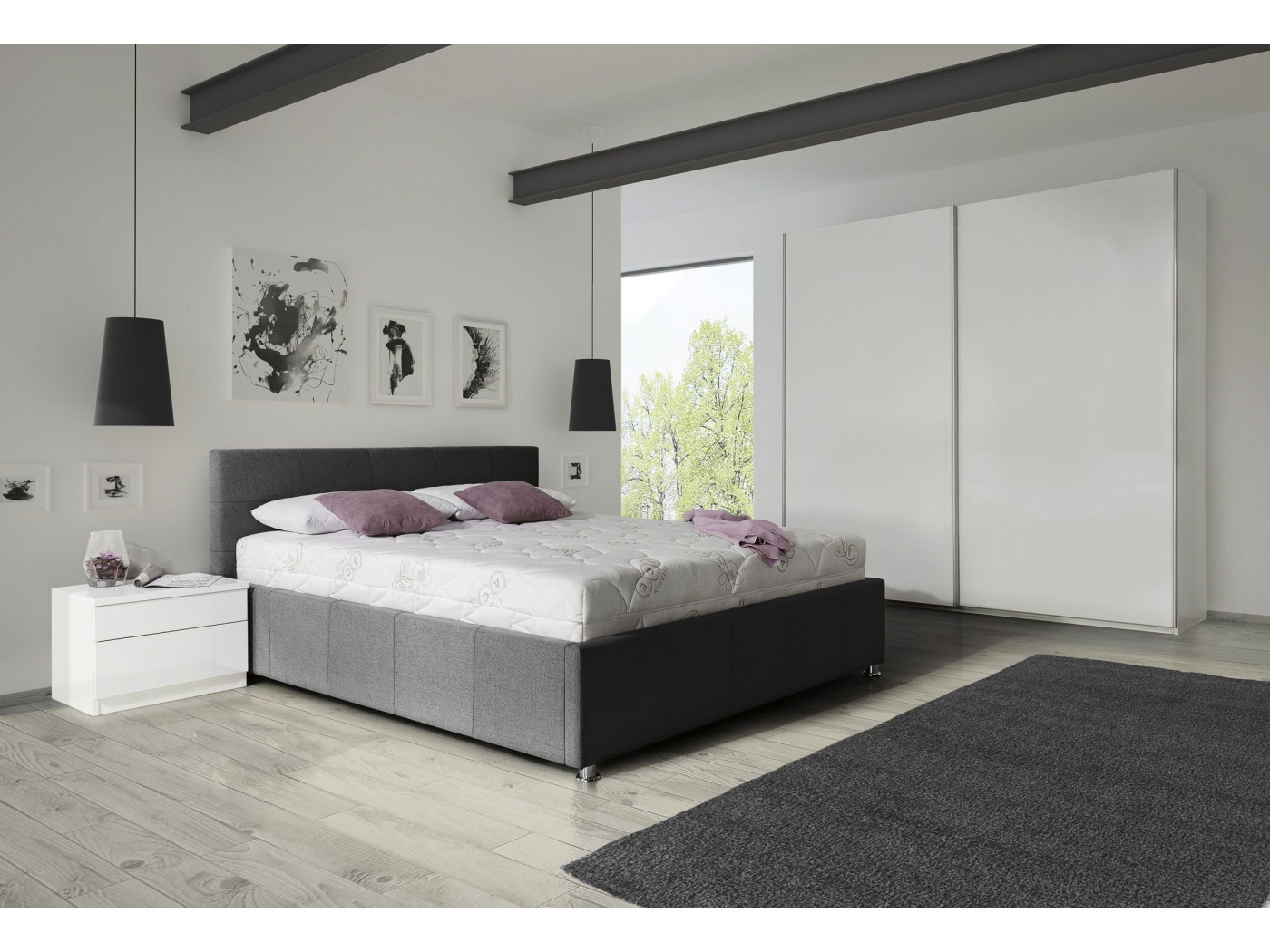 Oblazinjena postelja Kira 140 siva - Mega Pohištvo - 1