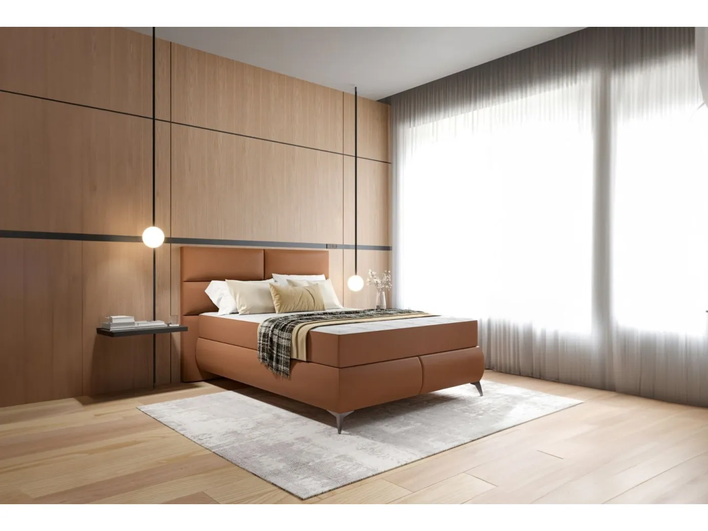 Postelja EDEN 160x200 konjak