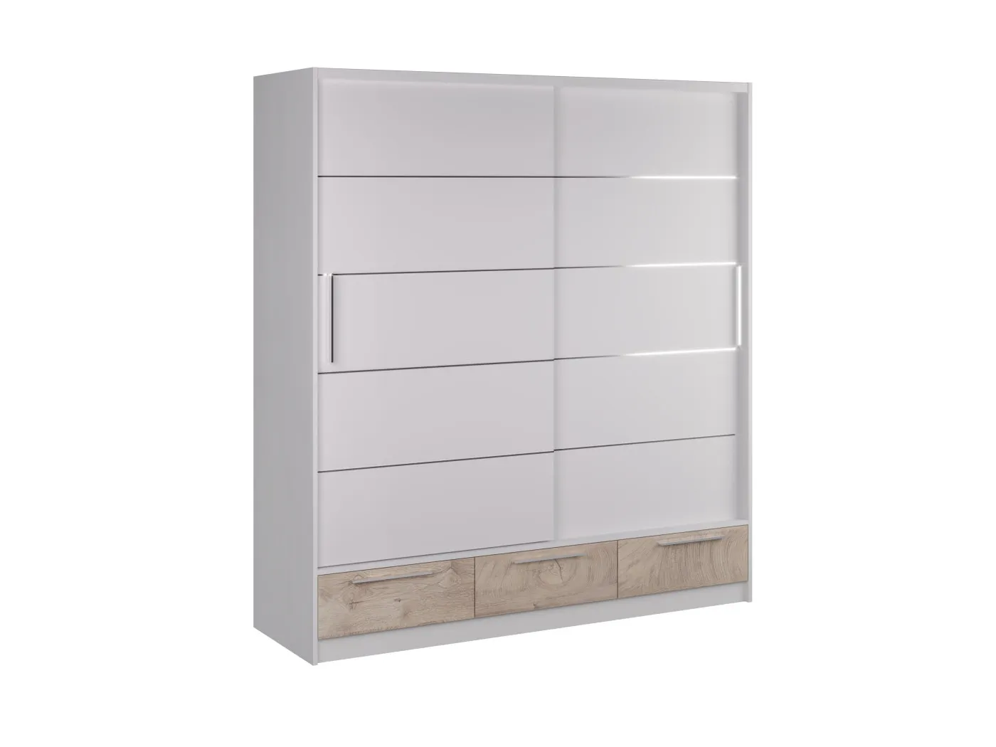 Drsna omara Lara 200 bela - premium hrast - Mega Pohištvo 1