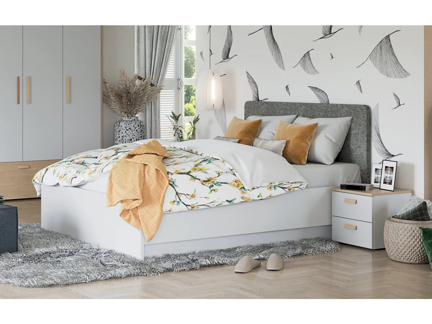 Dvižna postelja Alples Magnet bela