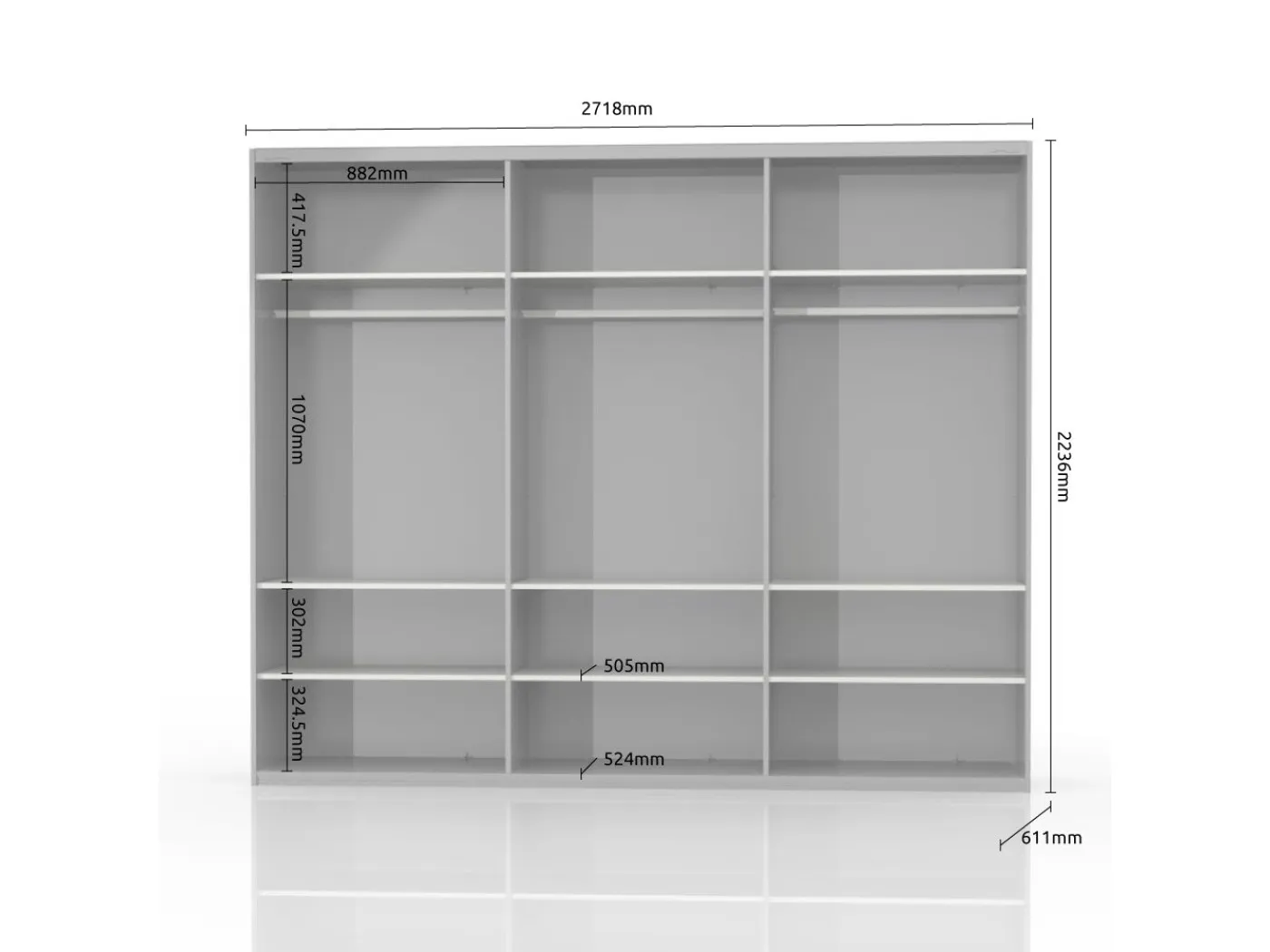 Drsna omara z ogledalom Piano bela