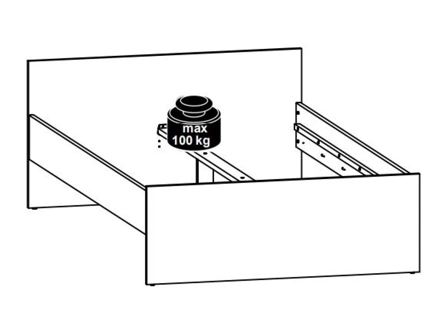 Postelja Nepo Plus 120x200 cm bela - skica