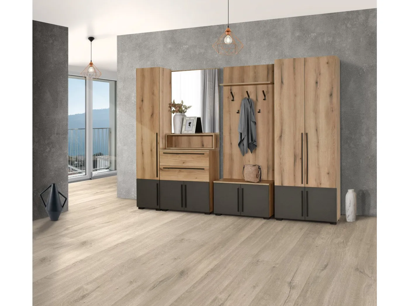 Obešalna stena s komodo Leonidas 80 ambient